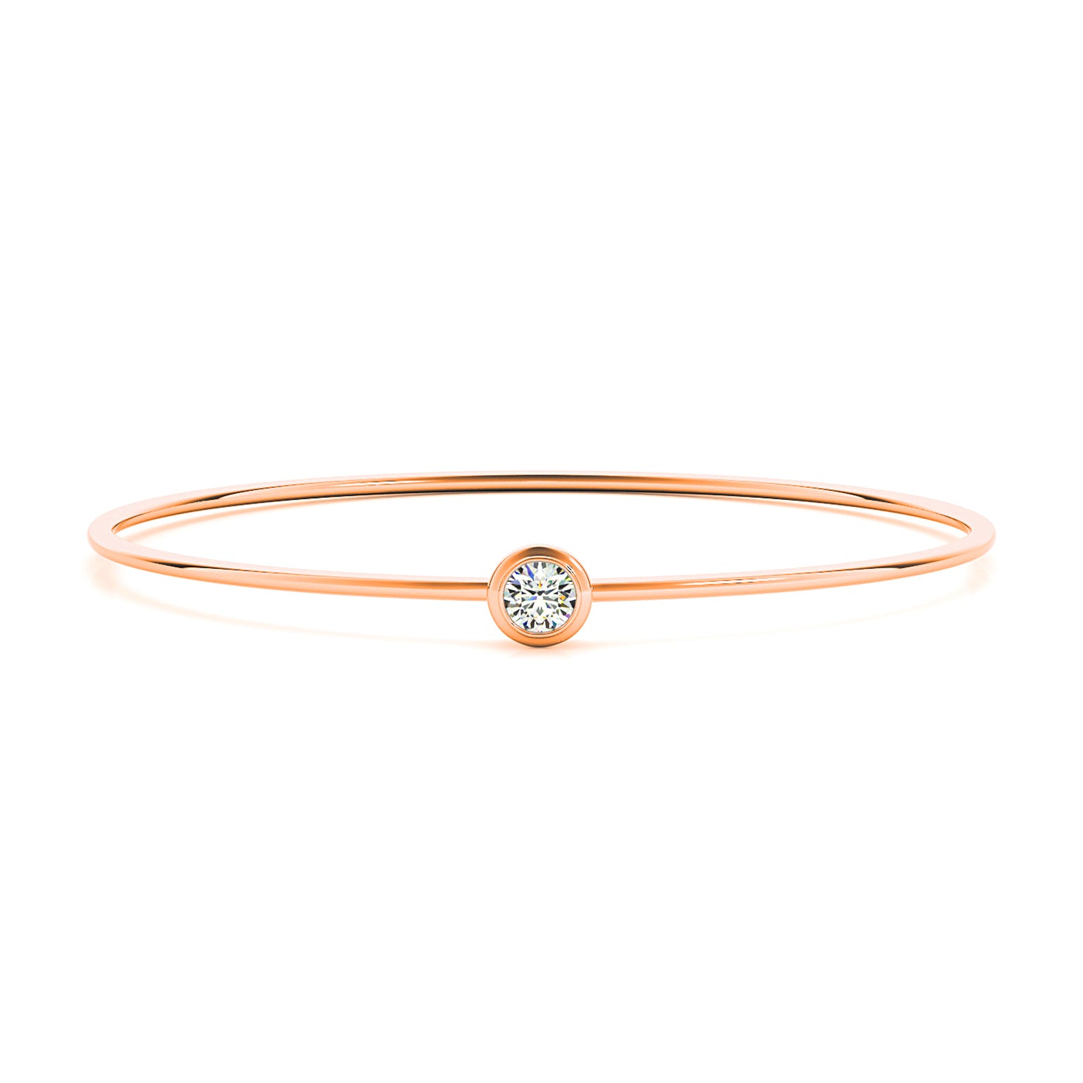 0.35 ct Single Diamond Bangle Bracelet Bezel Set-VIRABYANI